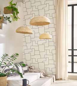 Inca Wallpaper by Casadeco Grege / Noir