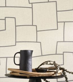 Inca Wallpaper by Casadeco Grege / Noir