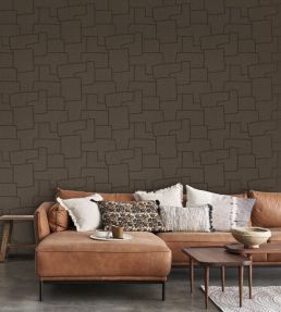 Inca Wallpaper by Casadeco Noir Fusain