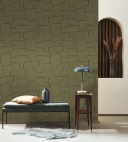 Inca Wallpaper by Casadeco Vert Kaki