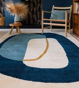 Edito Paris Inclusion rug Storm Blue and Mustard KE-041S Storm Blue and Mustard