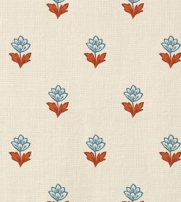 Indian Tulips Fabric by Ottoline Blue and Brown