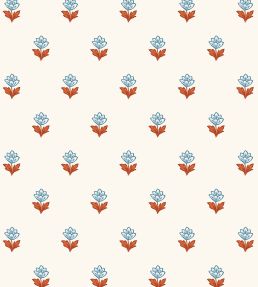 Indian Tulips Wallpaper by Ottoline Blue and Brown