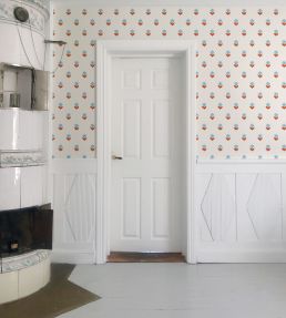 Indian Tulips Wallpaper by Ottoline Blue and Brown