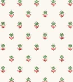 Indian Tulips Wallpaper by Ottoline Pink and Green