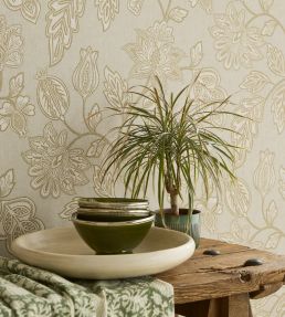 Ikat Flower Trail Wallpaper by Eijffinger Thyme