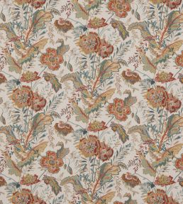 Indienne Flower Fabric by GP & J Baker Red / Teal