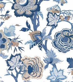 Indienne Jacobean Wallpaper by Thibaut Blue and White