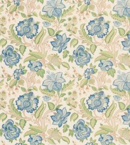 Indienne Tree Fabric by George & Minnie Emerald/Periwinkle