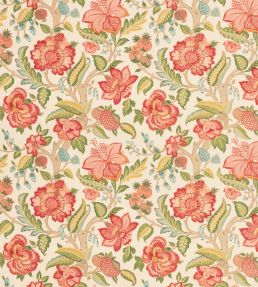 Indienne Tree Fabric by George & Minnie Raspberry/Emerald