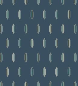 Inlay Wallpaper by Cole & Son Turquoise & Gilver on Navy
