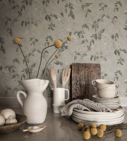 Irene Wallpaper by Sandberg Olive Green