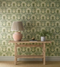 Iris & Rose Wallpaper by Morris & Co Bayleaf/Weld