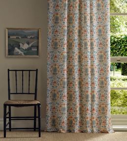 Iris & Rose Fabric by Morris & Co Indigo/Crimson