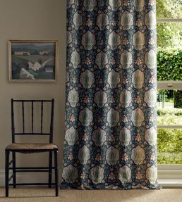 Iris & Rose Fabric by Morris & Co Indigo/Thyme