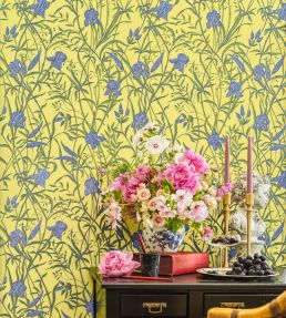 Iris Wallpaper by Cole & Son Violet on Citrine