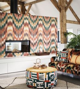 Irisa Grasscloth Wallpaper by Osborne & Little Terracotta/Teal