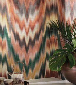 Irisa Grasscloth Wallpaper by Osborne & Little Terracotta/Teal