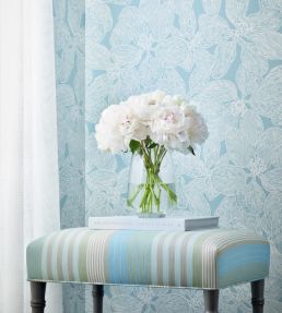 Island Orchid Wallpaper by Thibaut Metallic Silver
