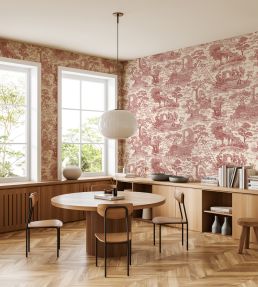Islet Hoping Toile Wallpaper by Josephine Munsey Red