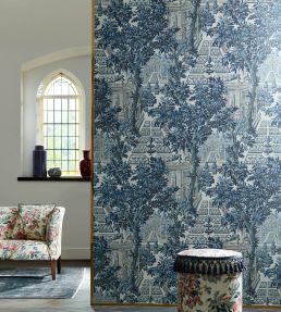 Italian Garden Wallpaper by Zoffany Indigo