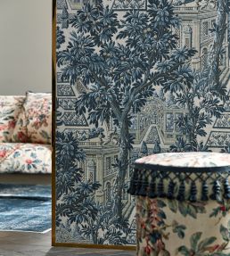 Italian Garden Wallpaper by Zoffany Indigo