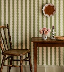 Jagged Stripe Wallpaper by Langelid Von Bromssen Leaf Green