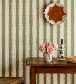 Jagged Stripe Wallpaper by Langelid Von Bromssen Leaf Green