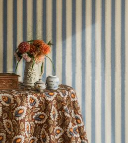 Jagged Stripe Wallpaper by Langelid Von Bromssen Sky Blue