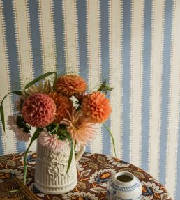 Jagged Stripe Wallpaper by Langelid Von Bromssen Sky Blue