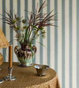 Jagged Stripe Wallpaper by Langelid Von Bromssen Turquoise