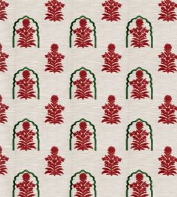 Jaipur Flower Fabric by JORO J3-Cherry/Forest Green