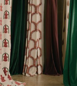Jaipur Flower Fabric by JORO J3-Cherry/Forest Green