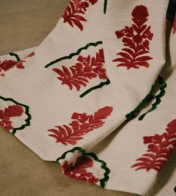 Jaipur Flower Fabric by JORO J3-Cherry/Forest Green