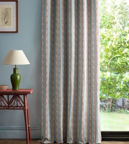 Jamdani Stripe Fabric by Sanderson Mineral/Coral