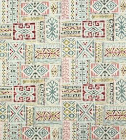 Azara Fabric by Jane Churchill Red/Aqua