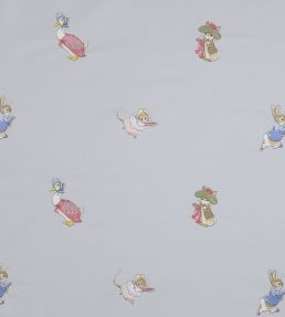 Embroidered Beatrix Potter Fabric by Jane Churchill Blue
