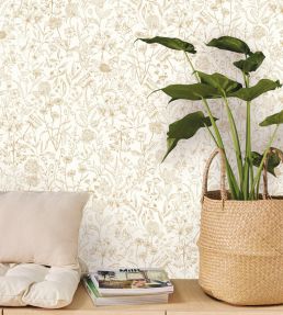Jardin De Giverny Wallpaper by Caselio Blanc Or