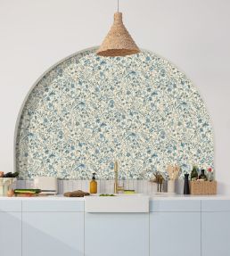 Jardin De Giverny Wallpaper by Caselio Bleu Porcelaine
