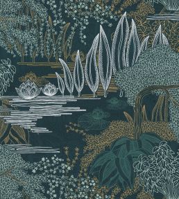 Jasmin Wallpaper by Casamance Petrole / Celadon