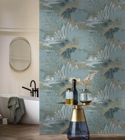 Jasmin Wallpaper by Casamance Petrole / Celadon
