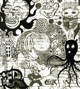 Ernest Wallpaper by Jean Paul Gaultier Ecru / Noir