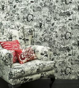 Ernest Wallpaper by Jean Paul Gaultier Ecru / Noir