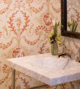 Jester Arabesque Wallpaper by Schumacher Terra Cotta