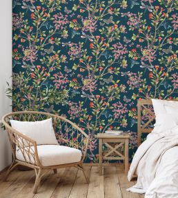 Jewel A Flutter Wallpaper by Brand McKenzie Indigo & Red