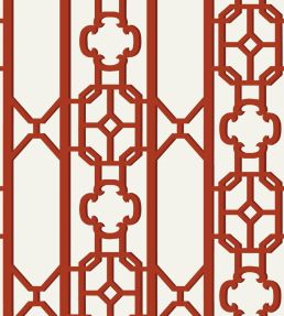 Joanna Fret Wallpaper by Scalamandre Lacquer Red