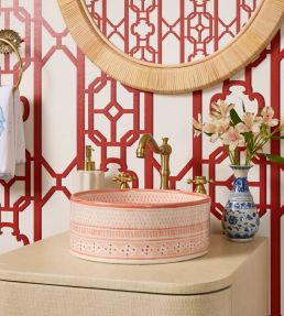 Joanna Fret Wallpaper by Scalamandre Ballet Slipper