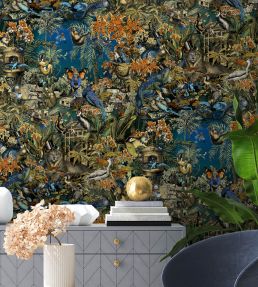 Jungle Life Wallpaper by Brand McKenzie Orange & Blue