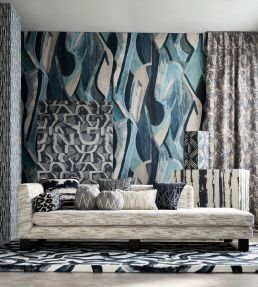 Juno Jacquard Fabric by Clarke & Clarke Ink
