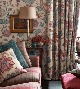 Kalamkari Fabric by Zoffany Indigo / Red